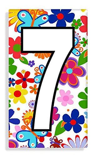 Flowers And Butterfly Number 7 Sticker For Wheelie Bin / Dustbin / House Door - Self Adhesive - Choose Number