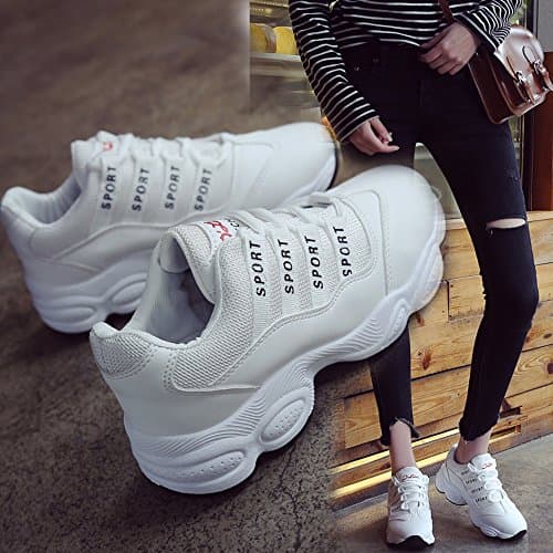 LVZAIXI shoes Women's Shoes Korean Version High Help Movement Leisure Plate Shoes Student Girl cozy ( Color : White , Size : EU37/UK4.5-5/CN37 )