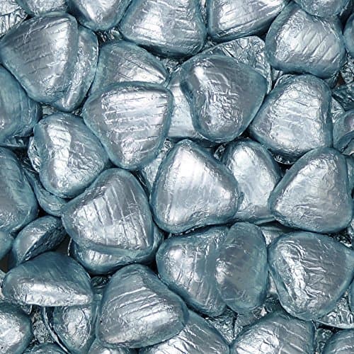 Light Blue Chocolate Foil Wrapped Hearts 100 Pcs (560g) - From Sweet Factore