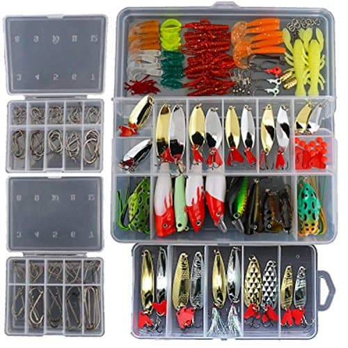 epasal 226 Fishing Lures Spinners Set Spoons Crank Baits Frogs Pike Trout Bass Salmon