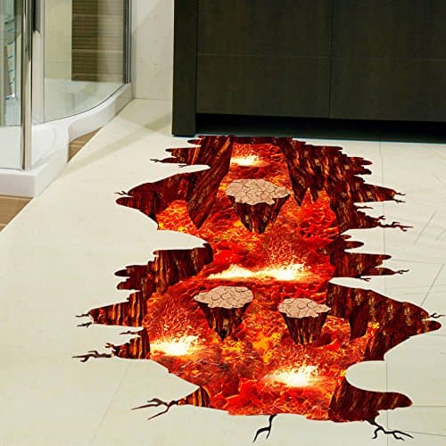 Patined 3D Simulation Floor Sticker Self-Adhesive Paste Wallpaper Bedroom Living Room Wall Stickers Stickers Creative Personality Volcano Magma