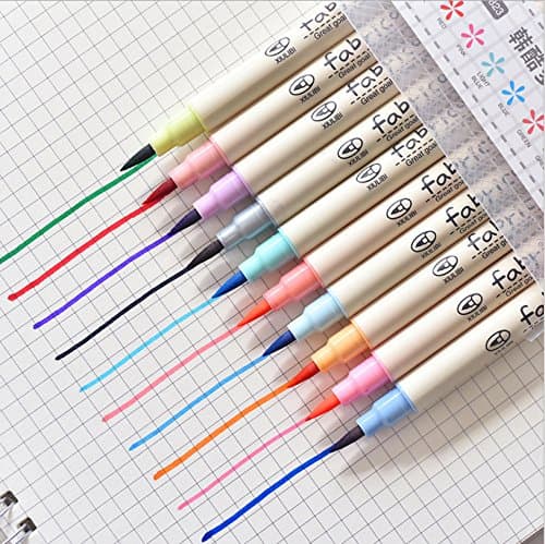 Watercolour Brush Pens 10 color set children students Calligraphy, Art, Drawing, Sketch, Coloring Books, Watercolor Painting - Plus Free Refillable Brush Pen