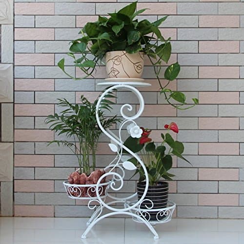 Iron flower racks multi-Tier balcony staircase plant stand pot rack floor model simple creative for outdoor Indoor-A 50*24*67cm