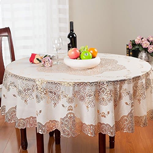 Continental gilt round tablecloth/ plastic circular table cloth/ table cloth/PVC water and oil proof tablecloth/No-clean and heat-resistant tablecloth-A diameter150cm(59inch)