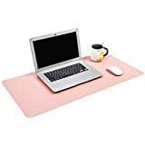 EdeeskyPlace mat,31.5”×15.7” Place mats, Waterproof PU Leather Placemat,Dual Use Desk Writing Mat for Office/Home(Pink+Silver