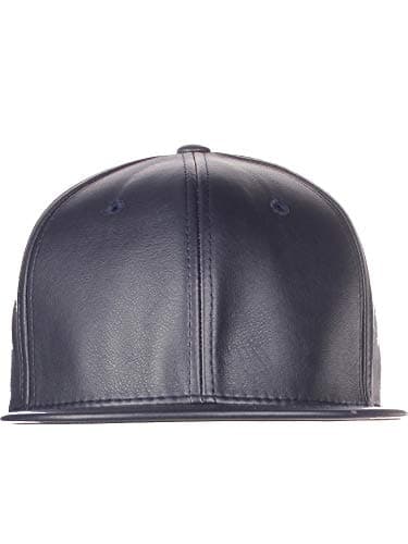 American Cities 7 Panel Hybrid Faux Leather Classic Cap Hat with Flat Bill Visor