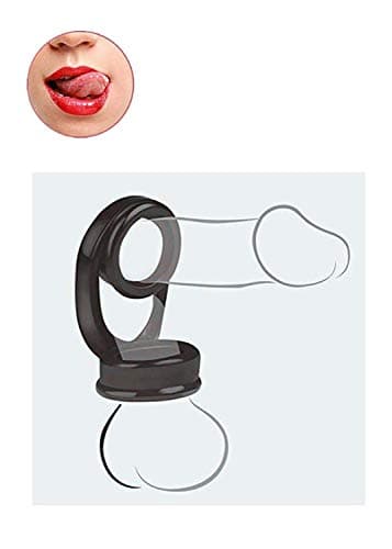 Marilia Advanced Stretch Double Lock Silicone Ring, Vibration delay Ring, Men's Toys. (Black)