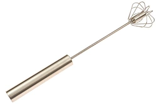 Push and Spin Whisk-Hand Mixer-Effortless To Use. Simply Push Down and Let Up - Watch It Spin- Great For Lighter Gravies, Batters and Eggs. Also Mixes Health Drinks And More.