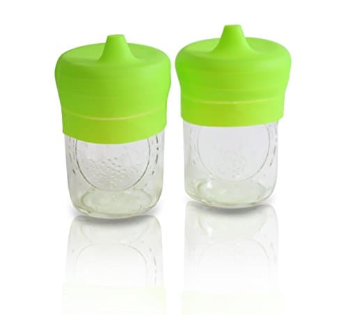 Silicone Sippy Lids for Cups, Glasses, Mason Jars, and Mugs - Food Grade, Dishwasher Safe (2 Pack) - Sippy Cup Style (JARS NOT INCLUDED)