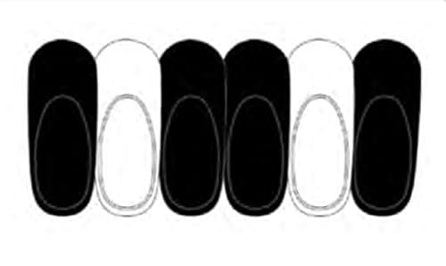 Pack of 6 Casual Low Cut No Show Unisex Socks - Cute Design Non Slip Dri Fit Casual Ankle Crew Socks - Black White / 10-13