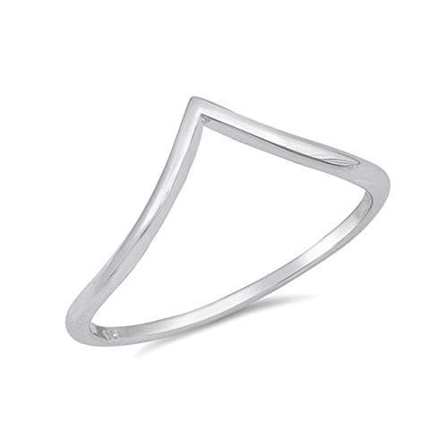 Precious Gem Jewellers .925 Sterling Silver Plain Polished V-Shaped Stackable Ring