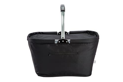 Lightweight Collapsible Foldable Insulated Thermal Picnic Bag Basket Cooler w/ Aluminum Handle, Large Family Size(Black)