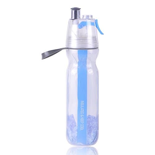500ml Ice Cold Bottle Insulated Water Bottle with Straw BPA Free Sports Bullet-style Mist Spray Squeeze Bottle Double Wall Wide Mouth Vacuum Silicone Classic Loop Top Bottle Outdoor 4 Colors (Blue)