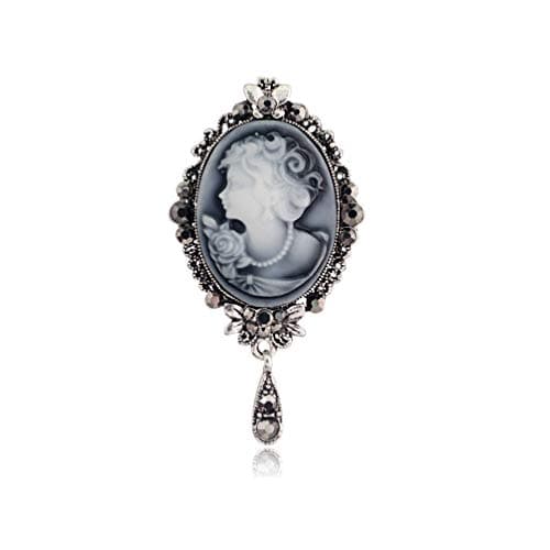 GAOZONGTER Retro Vintage Inspired Cameo Lady Maiden Crystal Rhinestone Pin Brooches for Women Bridesmaid Brides Wedding Gifts