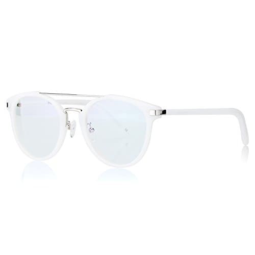 Retro Eyewear Frame, Round Fashion Glasses Acetate Frame for Women,White