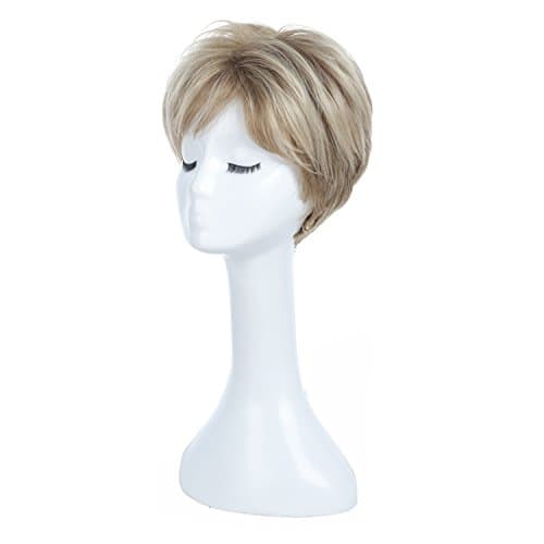 LMY Short Straight Blonde Lace Front Ombre Synthetic Wig With Bangs For African American Women(Short Straight, Ombre Blonde)
