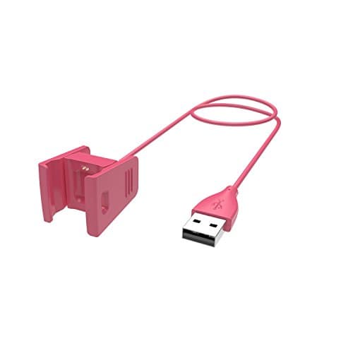 Fitbit Charge 2 Charger, Shanyue Replacement USB Charger Cable Charging Cord Cradle Dock Adapter for Fitbit Charge 2 Heart Rate + Fitness Wristband (Hot Pink)