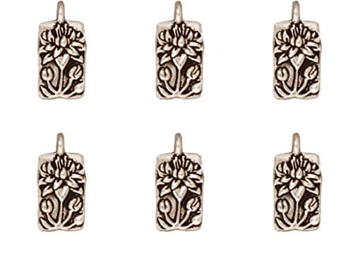6 Pieces Fine Silver Plated Pewter Floating Lotus Charm