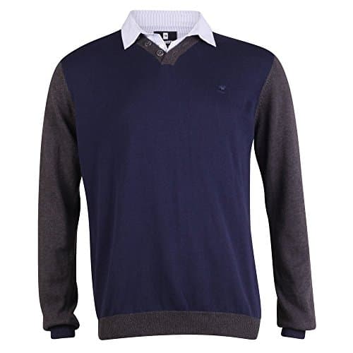 Peter Werth Long Sleeve Colour Block Knit 3 Navy Navy