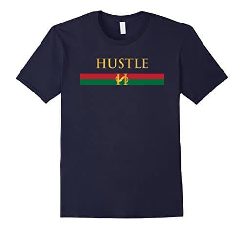 Mens Hustle Designer T-Shirt Medium Navy