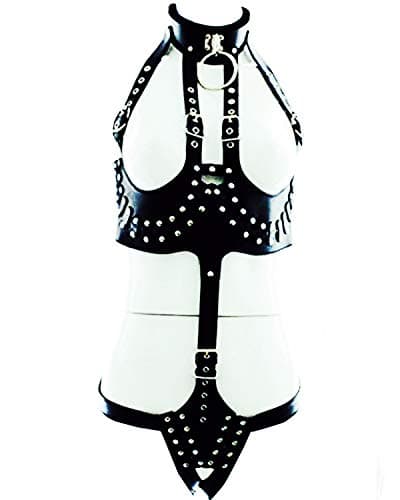 YHBAO Women's PU Leather High Collared Body Chest Harness Costumes Lingerie Outfits