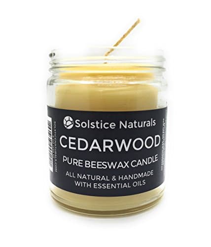 Solstice NaturalsCedarwood 100% Pure Beeswax + Essential Oil Aromatherapy Candle, 9 oz. - Sustainably Handmade in the USA - No Soy or Paraffin Wax - No Toxic Scents, Fragrances or Fillers