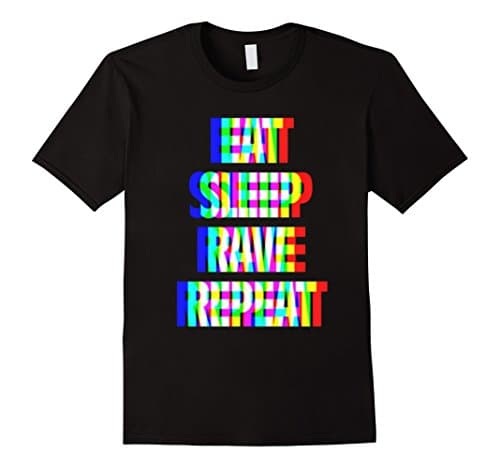 Men's Eat Sleep Rave Repeat Regular Fit 3D T-Shirt Large Black