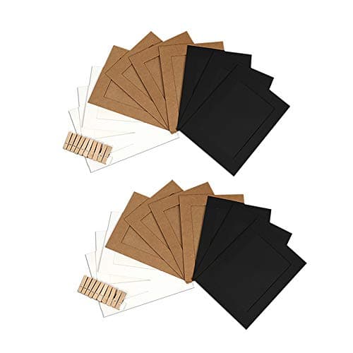 HotVinds 20Pcs DIY Wall Deco Cardboard Paper Photo Frame with Mini Clothespins and String - 3 Colors (4" x 6")