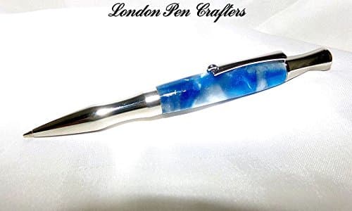 Hand Crafted PRINCETON Twist Pen Ballpoint pen w/Sky Blue Haze Kirinite &amp; Chrome Hardware