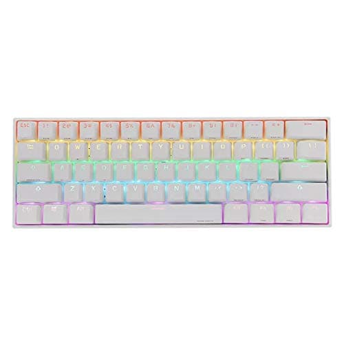 [Gateron Switch] Obins Anne Pro 2 60% NKRO Bluetooth 4.0 Type-C RGB Mechanical Gaming Keyboard Mini Keyboard (White, Brown Switch)