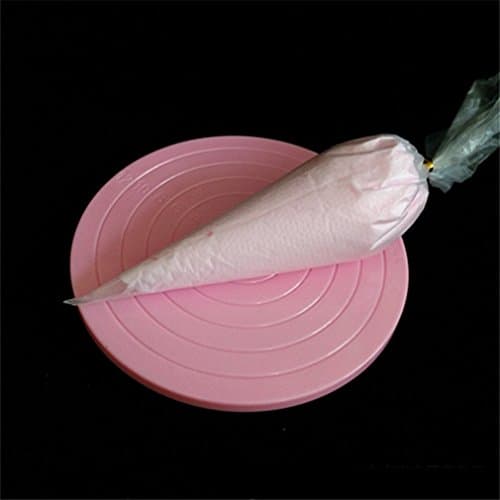 GERGORY Cake Turntable, Icing Single Tier 360 Degrees Rotating Cake Stand Cake Decorating Holder Pink