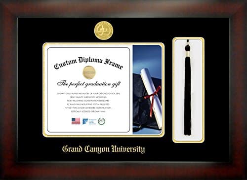 Grand Canyon University 8½ x 11 Mahogany Finish Infinity Diploma Frame with Tassel Box by Celebration Frames