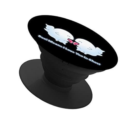 Multi Function Cell Phone Holder Finger Holder Expanding Stand and Grip Pop Mount Sockets for smartphone and tablet(black)-boo means i love you in ghost