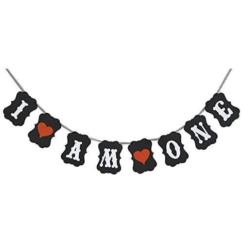 YotaWish Black I Am One Happy Birthday Banner for 1st Birthday Party Decorations