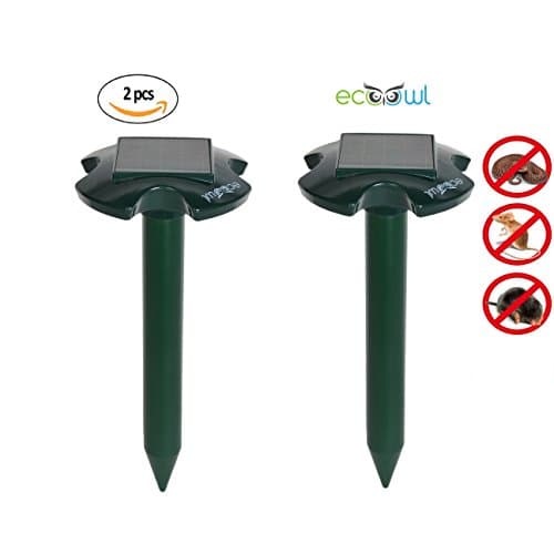 EcoOwl Ultrasonic Solar Powered Outdoor Pest Repeller Mole Vole Gopher Rat Snake Mice Shrew Ground Squirrel Repellent (2 pack)