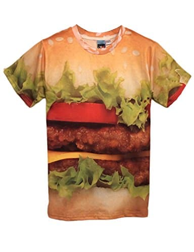 Pink Queen Pullover 3D Hamburger Print Yellow Short Sleeve T-Shirt T Shirt (S)