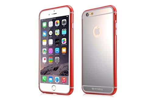 iPhone 6 Case - SNEKZ - 4.7" iPhone 6 Bumper Case Shock Absorber Bumper and Anti Scratch Mirror Back Cover (Red)