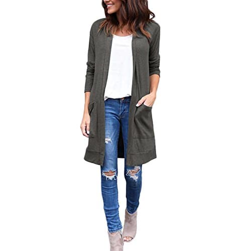 Womens Casual Open Front Drape Cardigan Grey L