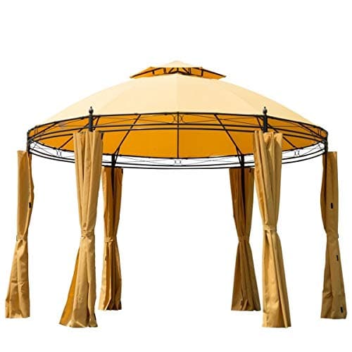 Canopy Tent 11.5' Metal Round Dome Gazebo Curtains Removable Sidewalls Sun Shade Shelter Pavilion Wedding Party Outdoor Event Park Garden Camping Patio