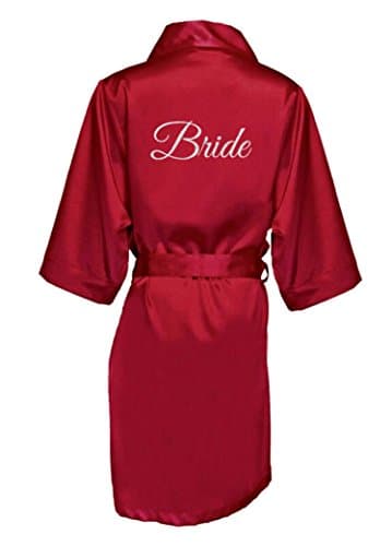 Women's Personalized Glitter Print Satin Robe Name or Phrase - Bride & Bridesmaid Kimono Robe