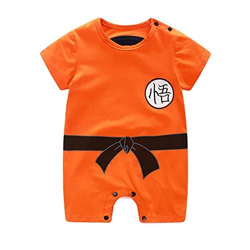 Es Unico Goku Bodysuits for Boys, Cotton One Piece Romper Outfit Baby Infant Orange
