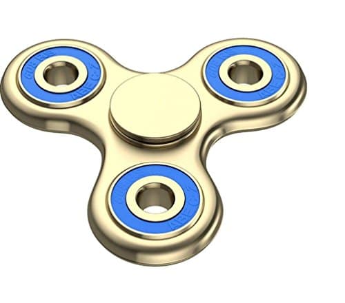 Spaztec Premium Gold Anti-Anxiety 360 Fidget Spinner Toy, Focus [3D Figit] Tri-Spinner EDC Kids, Adults, Reduce Relieve Stress Anxiety Boredom Fatigue ADHD ADD, Stainless Steel High Speed Bearings