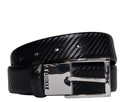 Flybelt Carbon Fiber Embossed Leather Belt (44US / 115EU, Black)