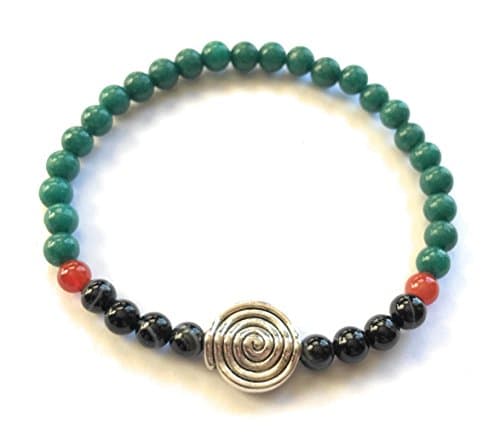 Green Jade and Black Sardonyx Bracelet - 5.5 inch XS
