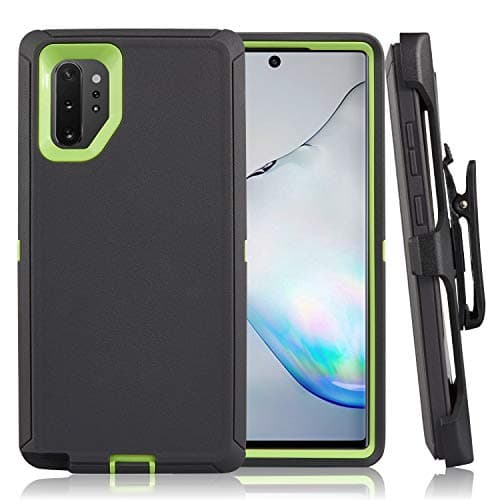 Samsung Galaxy Note 10 Plus Case CASESTRO Rugged Series Full Cover Heavy Duty Defender Armor 360 Protection [Shock Proof] with Belt Clip Holster and Kickstand for Samsung Galaxy Note 10+ (Grey Lime)