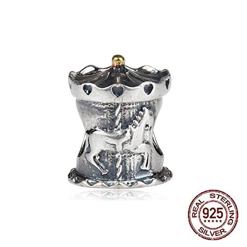 Fit DIY Charms Carousel Playground Charm Solid 925 Sterling Silver Beads