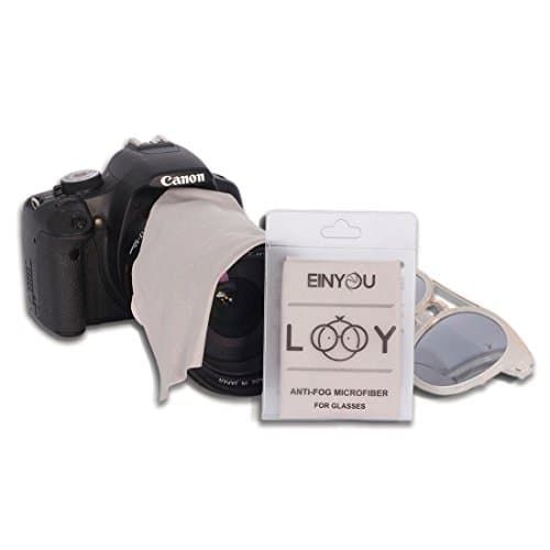 EINYOU Anti-Fog Microfiber Cleaning Cloths For Camera Lens, Glasses, Sunglasses, Goggles and Other Delicate Surfaces (Gray)