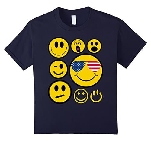 Kids Emoji Pack Combo Smiley Face T-shirt 12 Navy