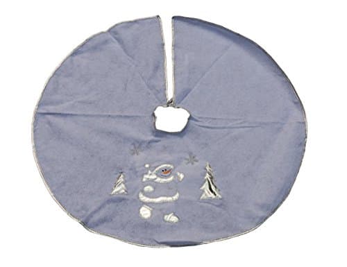 Soft White Holiday Christmas Tree Non-Woven Skirt with Snowman Design - 36"