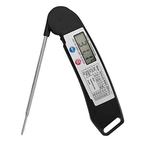 Digital Cooking Thermometer, Enk Digital Food Cooking Thermometer Instant Read Meat Thermometer, With LCD Screen, Anti-Corrosion, Best for Kitchen, Grill, BBQ, Milk, and Bath Water (Black)
